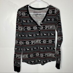 PINK fair isle thermal xmas holiday M
